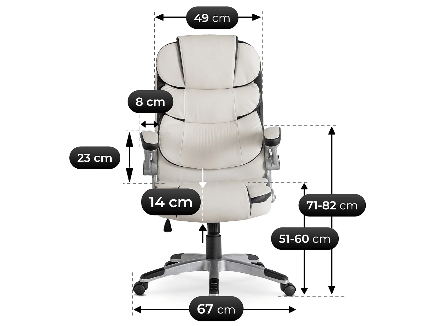 Draaibare fauteuil van kantoor LIVERPOOL wit eco-leer