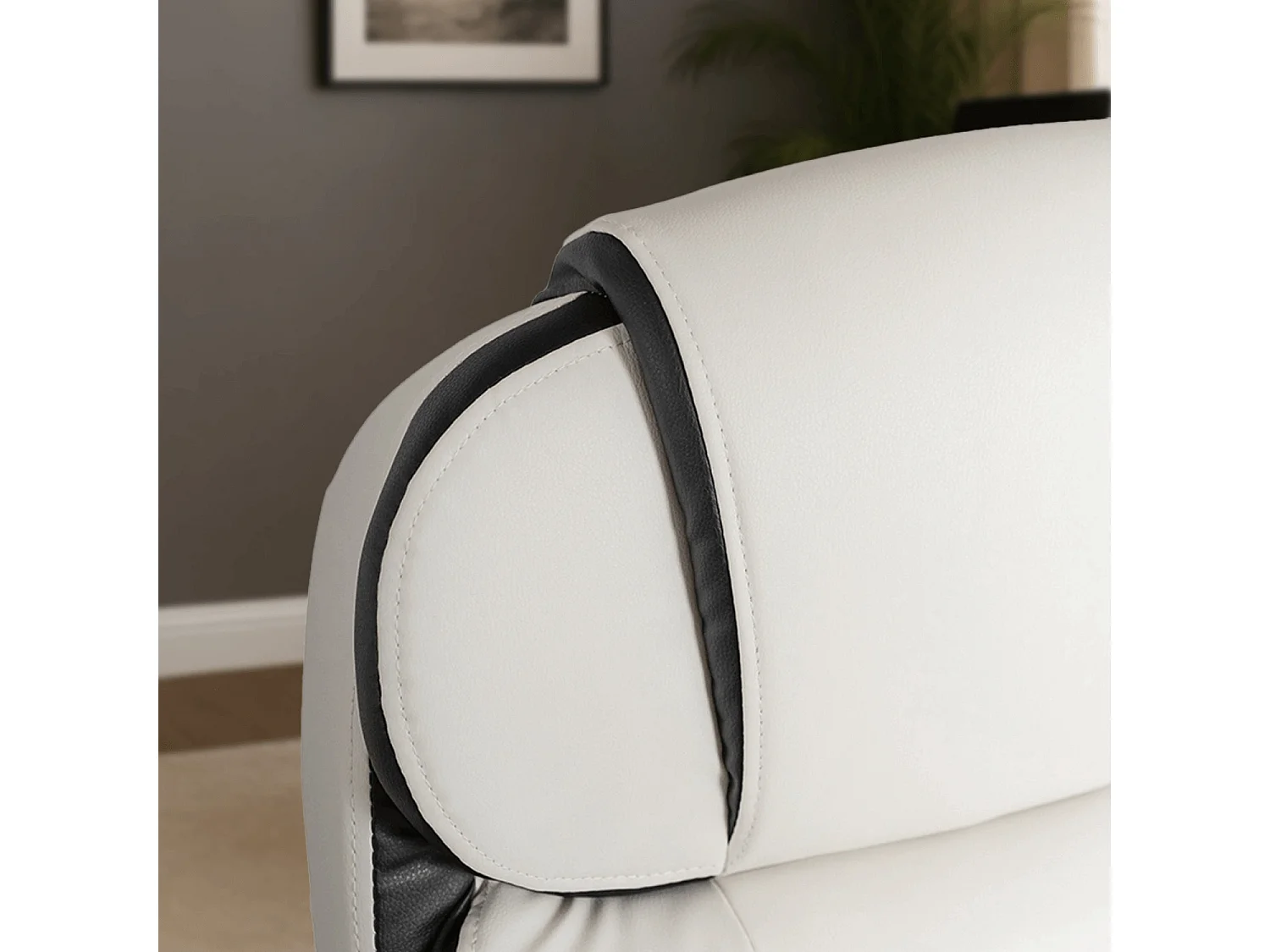 Draaibare fauteuil van kantoor LIVERPOOL wit eco-leer