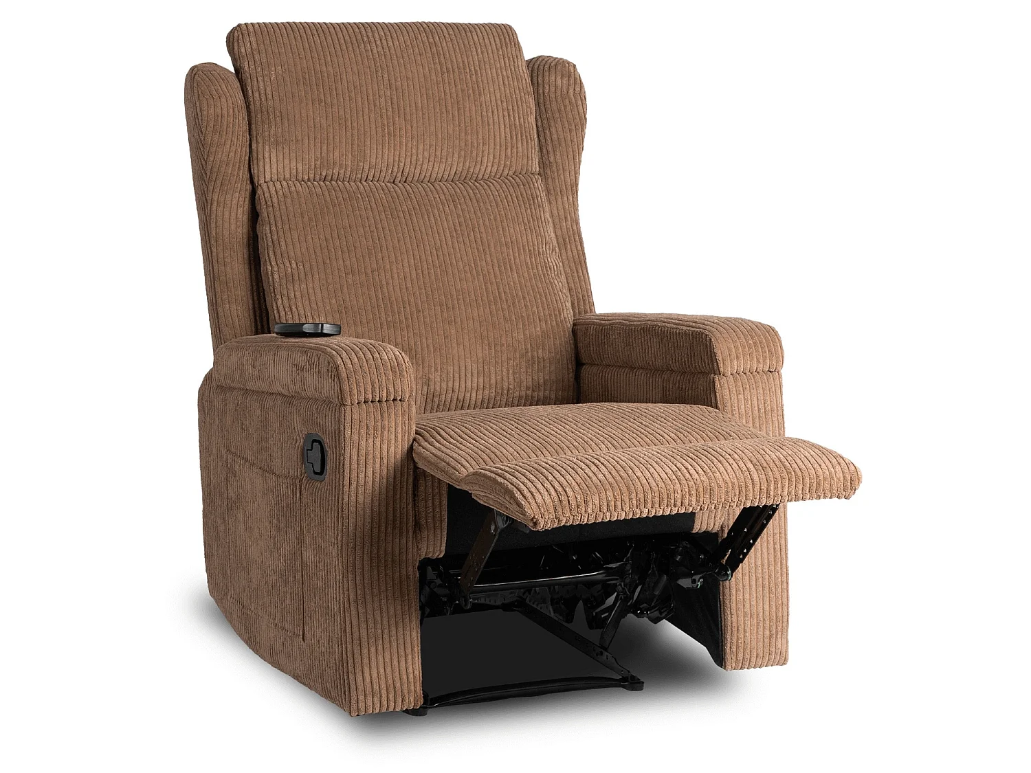 Fauteuil de massage en velours côtelé brun SEBASTIAN