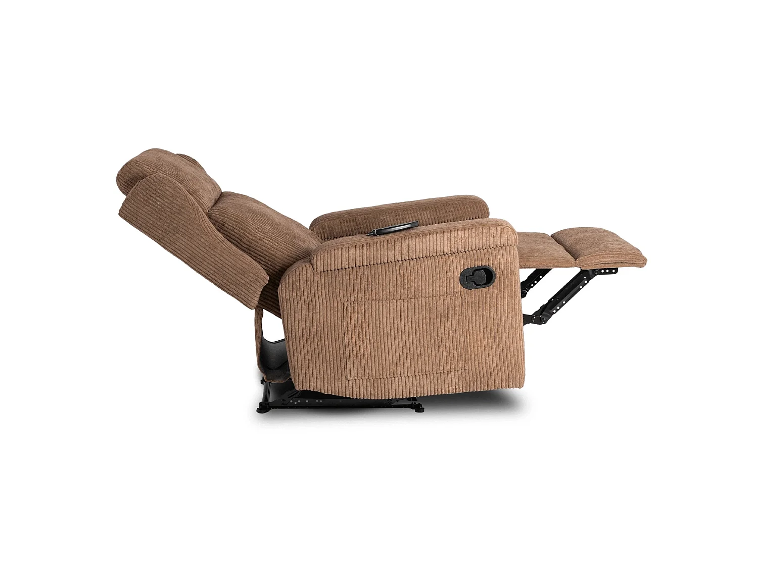Fauteuil de massage en velours côtelé brun SEBASTIAN