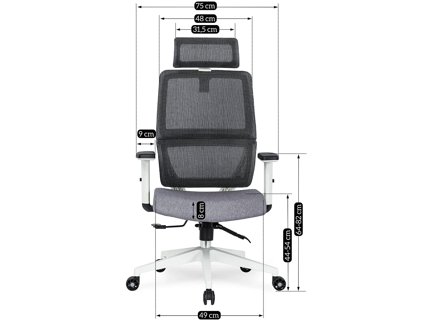 Fauteuil de bureau pivotant NICKI gris