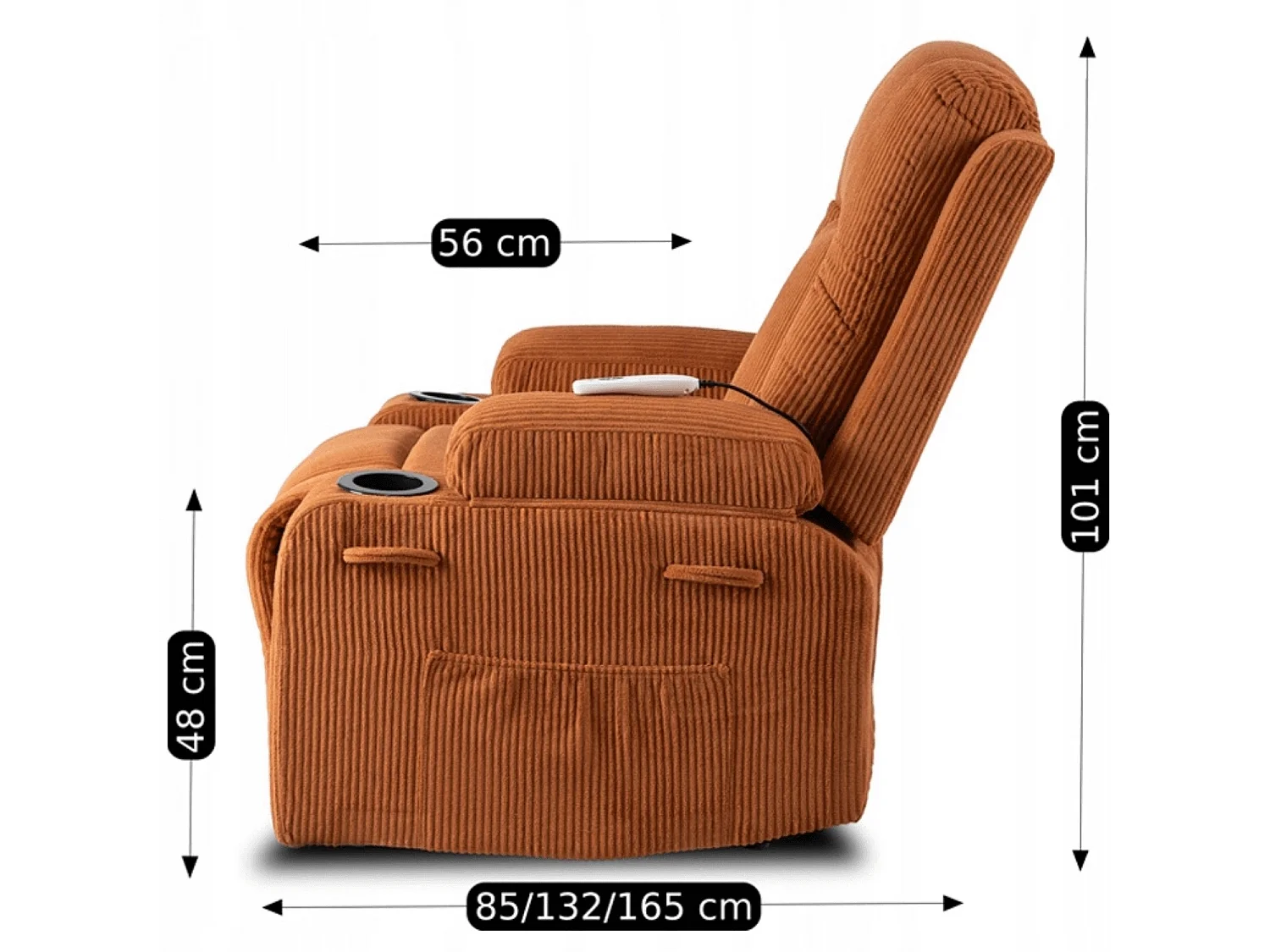 Afslappende massagestol BOX Rudy Corduroy