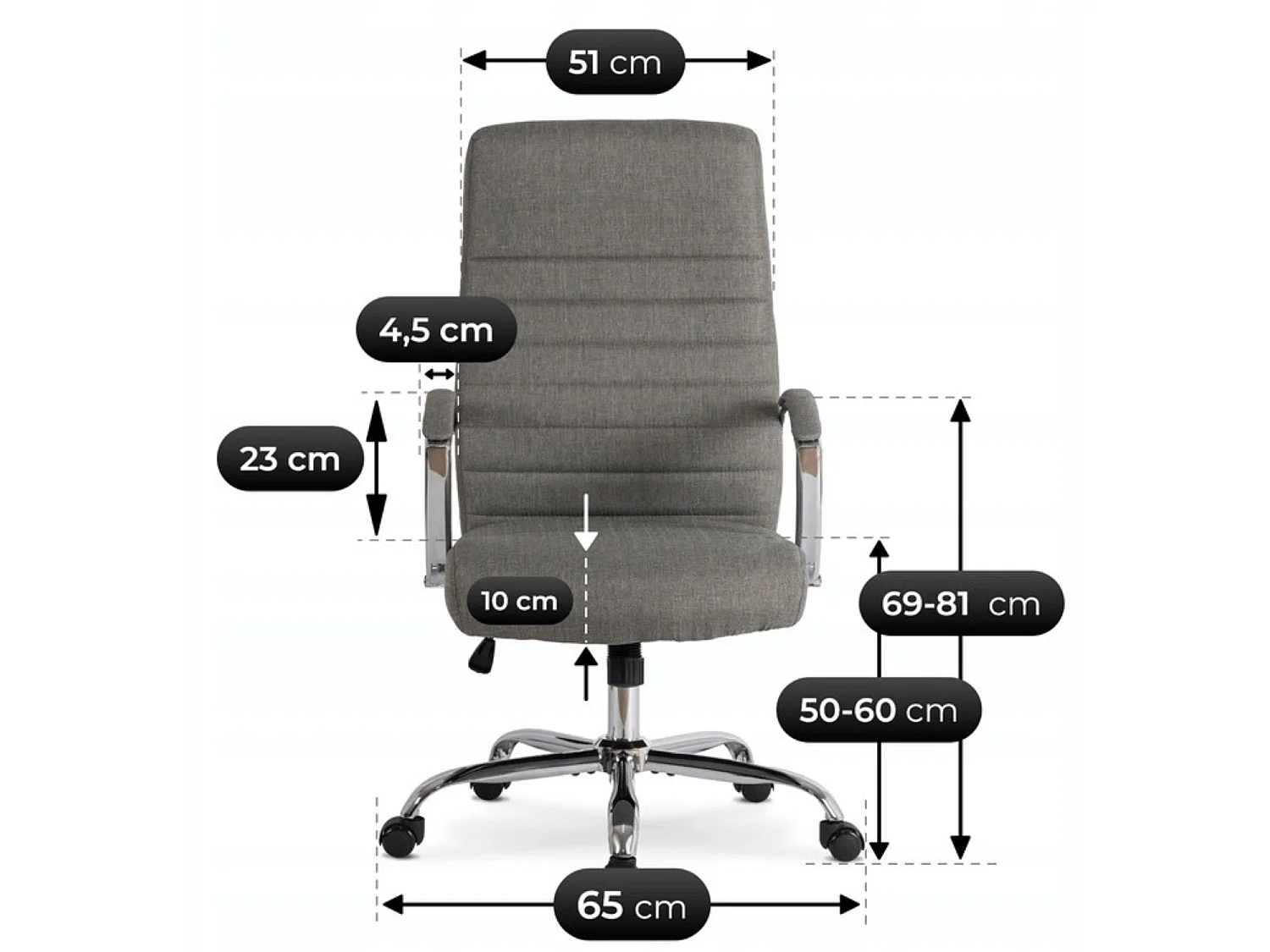 Fauteuil de bureau pivotant RENES gris
