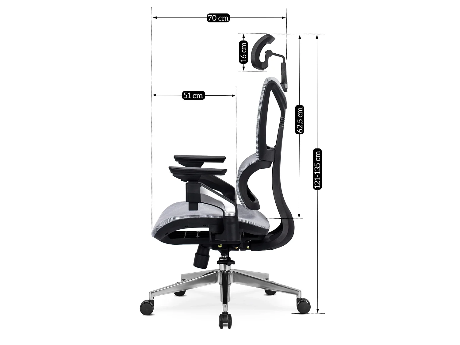 Fauteuil de bureau pivotant MARTIN gris