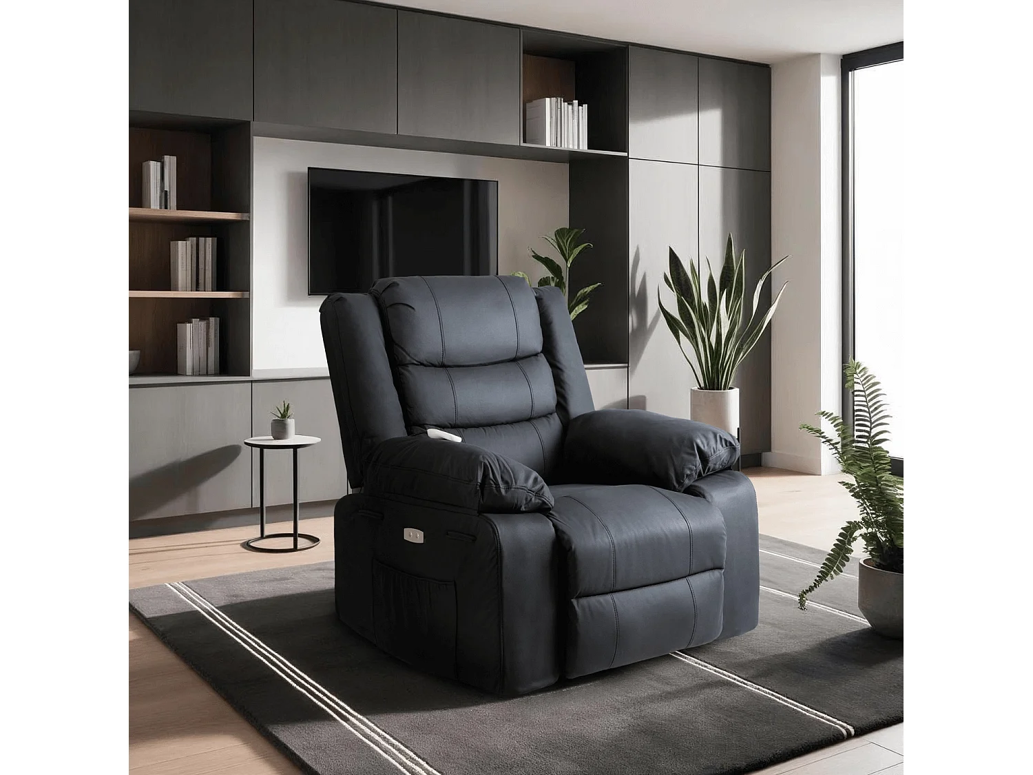 Poltrona de massagem relaxante JASPER Black Eco Leather