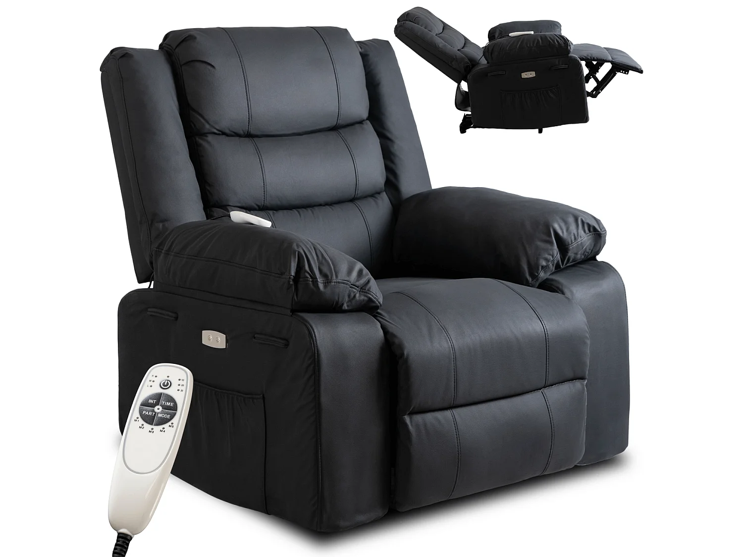 Poltrona de massagem relaxante JASPER Black Eco Leather