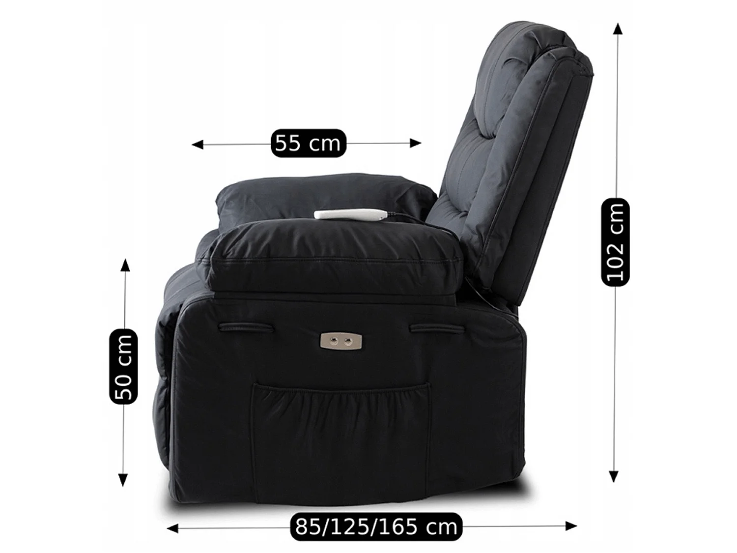 Poltrona de massagem relaxante JASPER Black Eco Leather