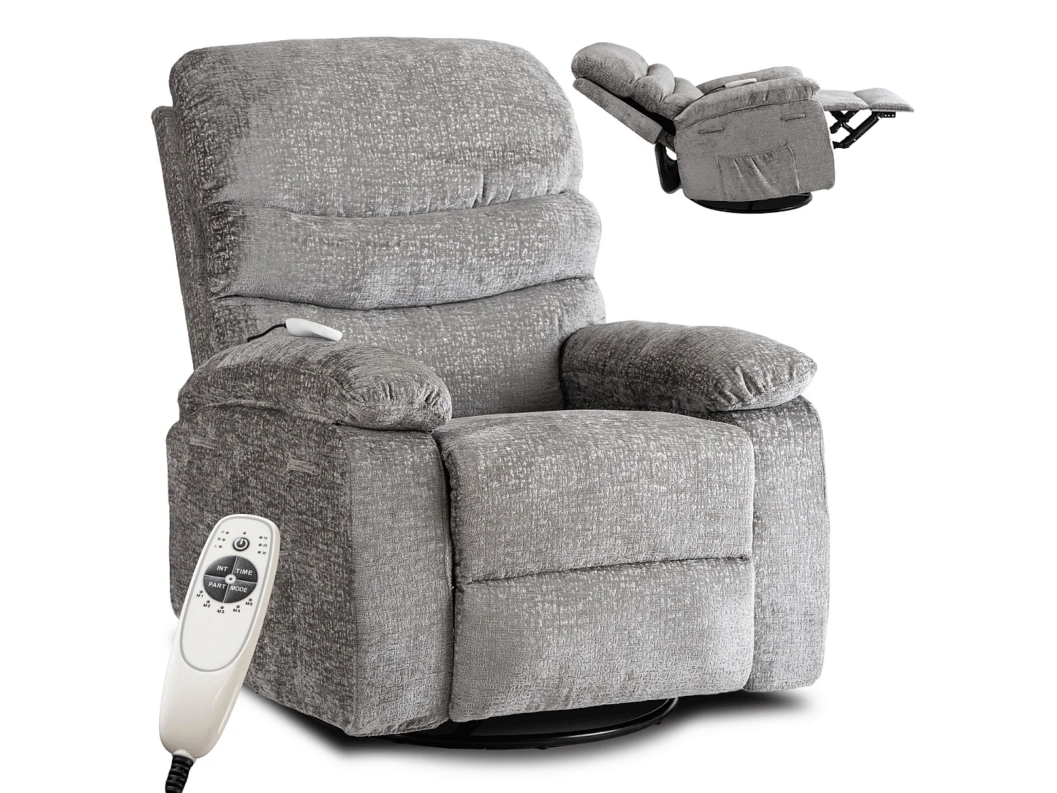 Poltrona de massagem reclinável BRUCE reclinável cinza