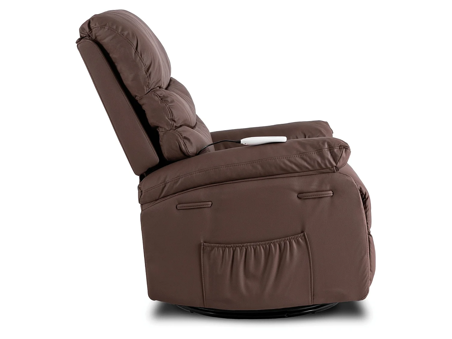 Sedia massaggiante lounge BRUCE reclinabile in pelle ecologica marrone