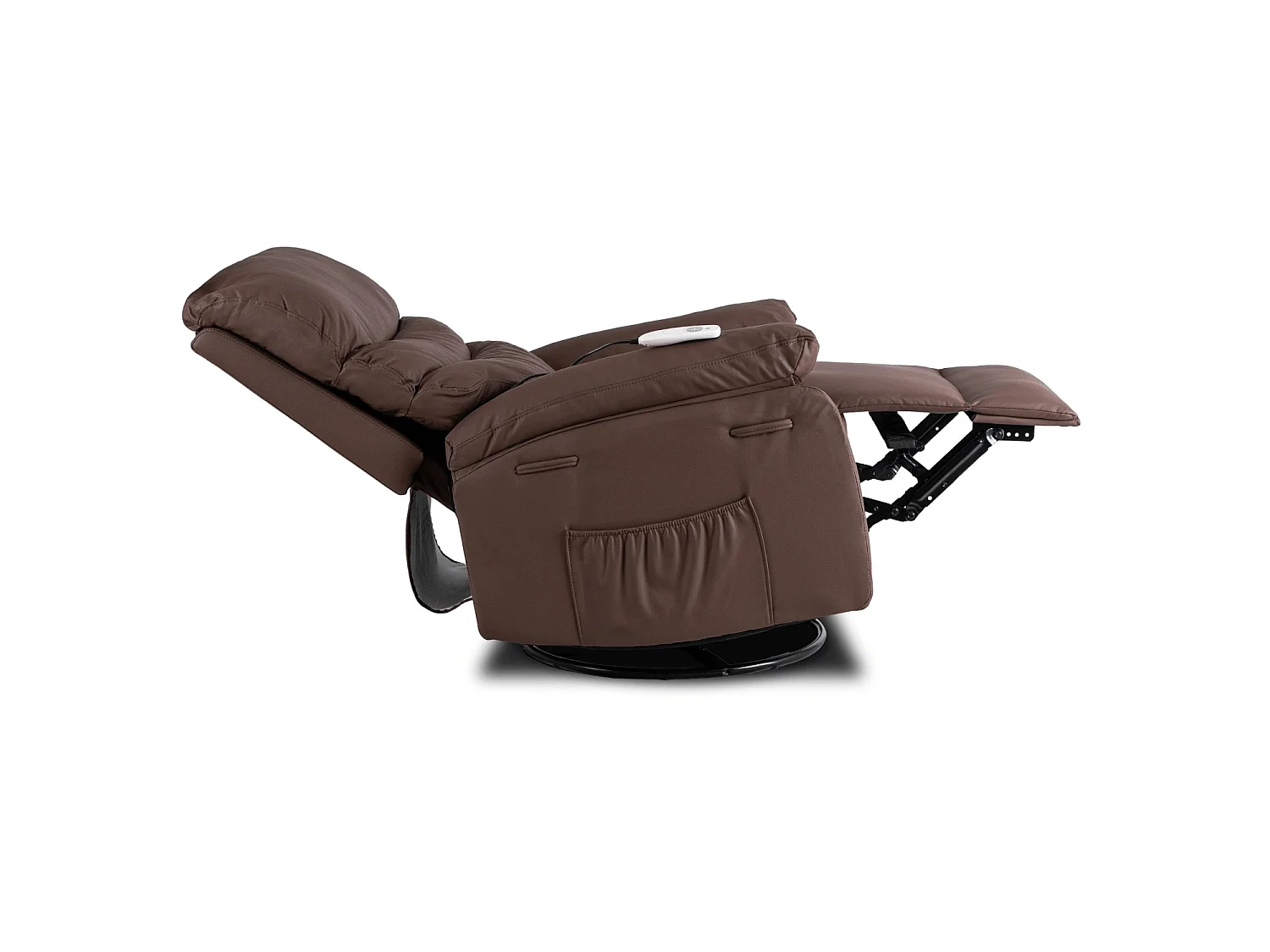 Sedia massaggiante lounge BRUCE reclinabile in pelle ecologica marrone