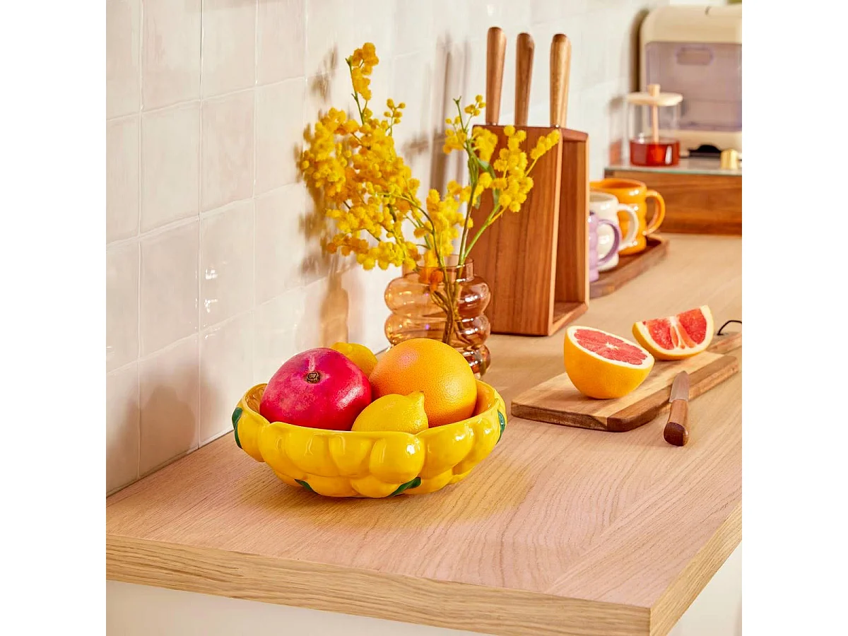 Corbeille à Fruits en Dolomite "Fruity" 25cm Jaune