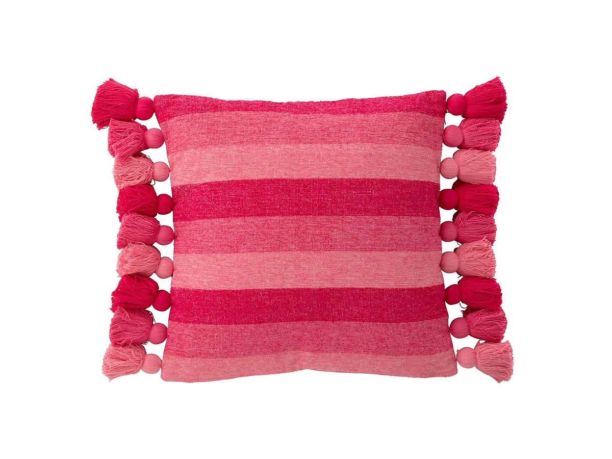Coussin Déco à Pompons "Polly" 50x50cm Rose