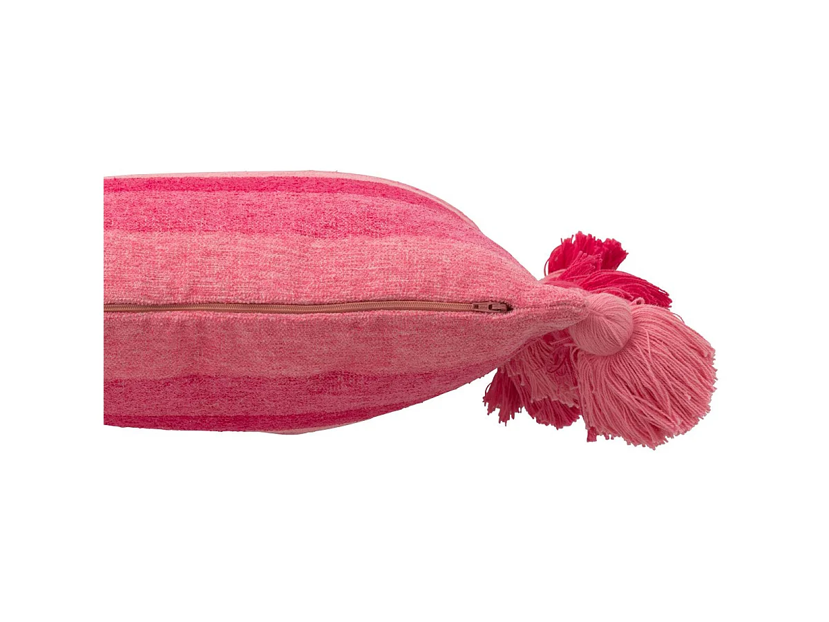 Coussin Déco à Pompons "Polly" 50x50cm Rose