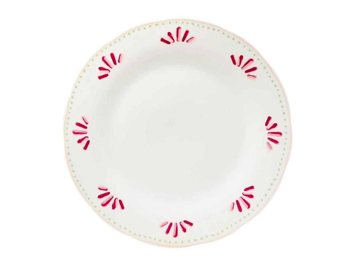 Lot de 6 Assiettes Plates "Fleur de Rose" 26cm Multicolore