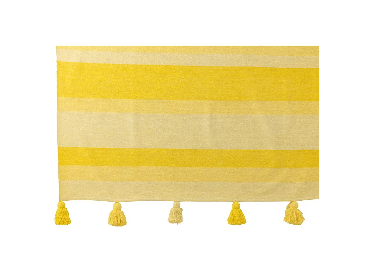 Plaid Rayé à Pompons "Polly" 130x180cm Jaune