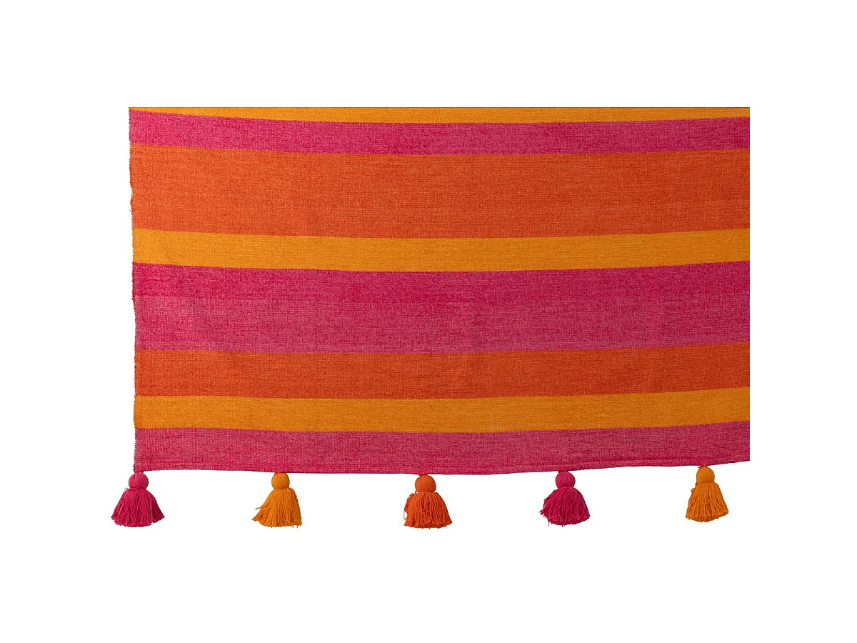 Plaid Rayé à Pompons "Polly" 130x180cm Multicolore