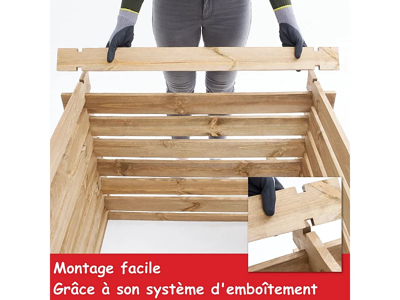 Composteur en bois 100x100x78cm robuste et stable 520L