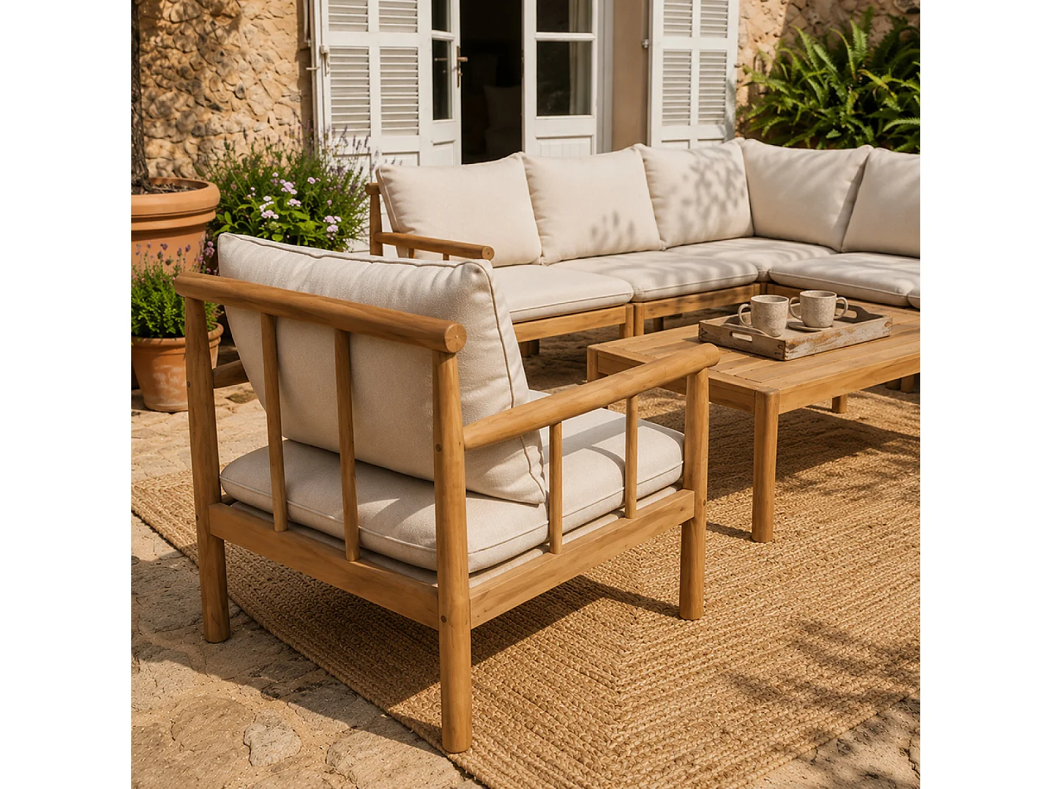 Salon de jardin 6 places en bois d’acacia certifié FSC PAKKRET