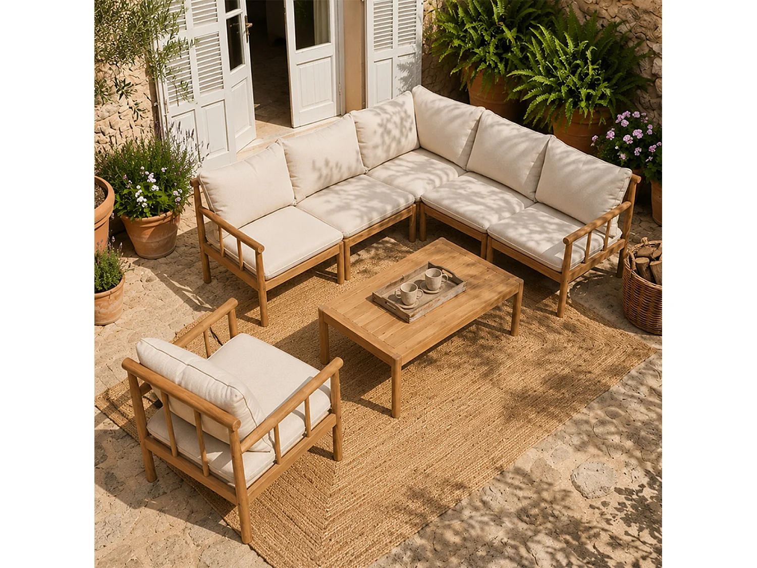 Salon de jardin 6 places en bois d’acacia certifié FSC PAKKRET