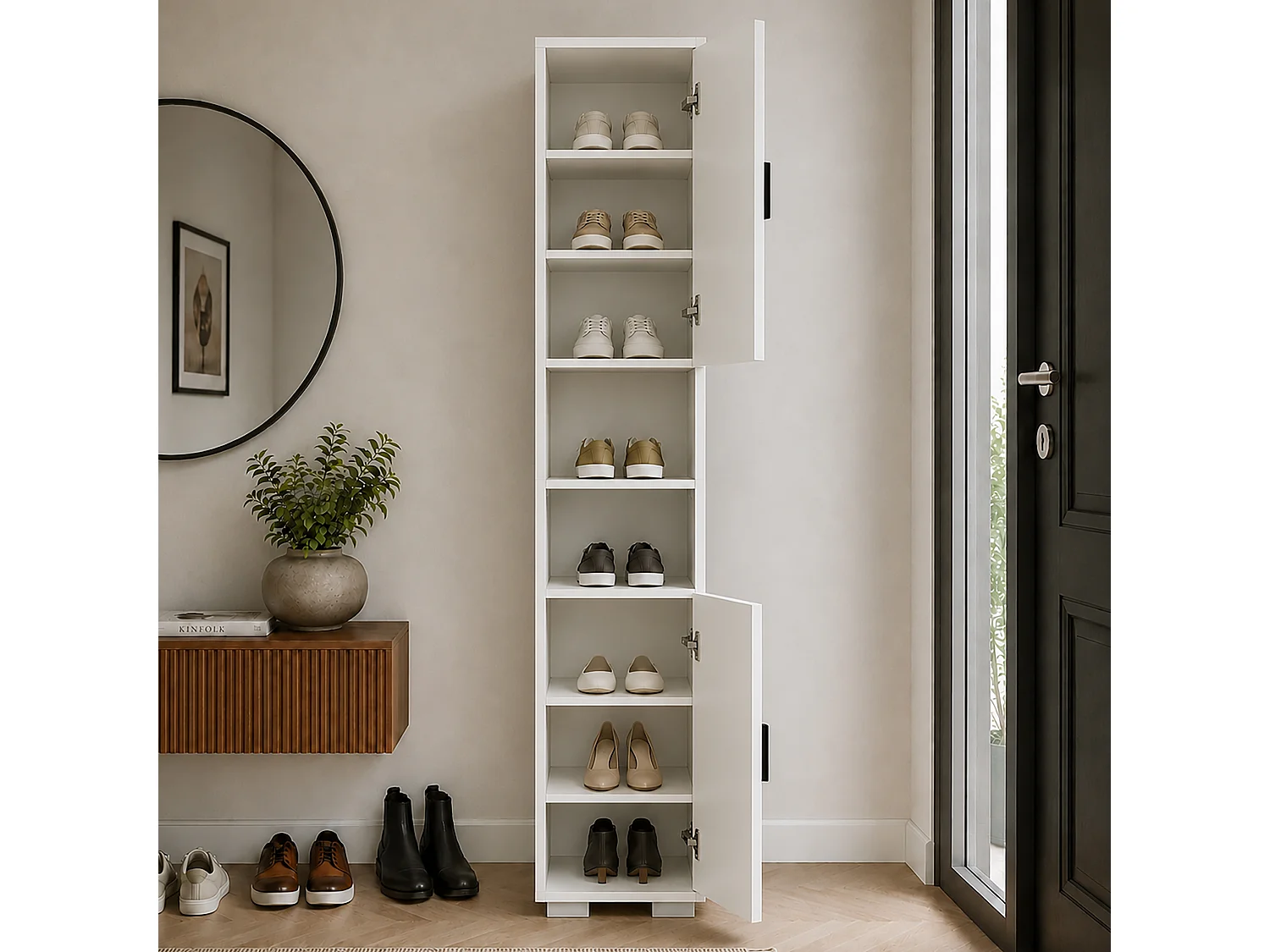 Holz schmaler Schuhschrank Dielenmöbel Gados  M