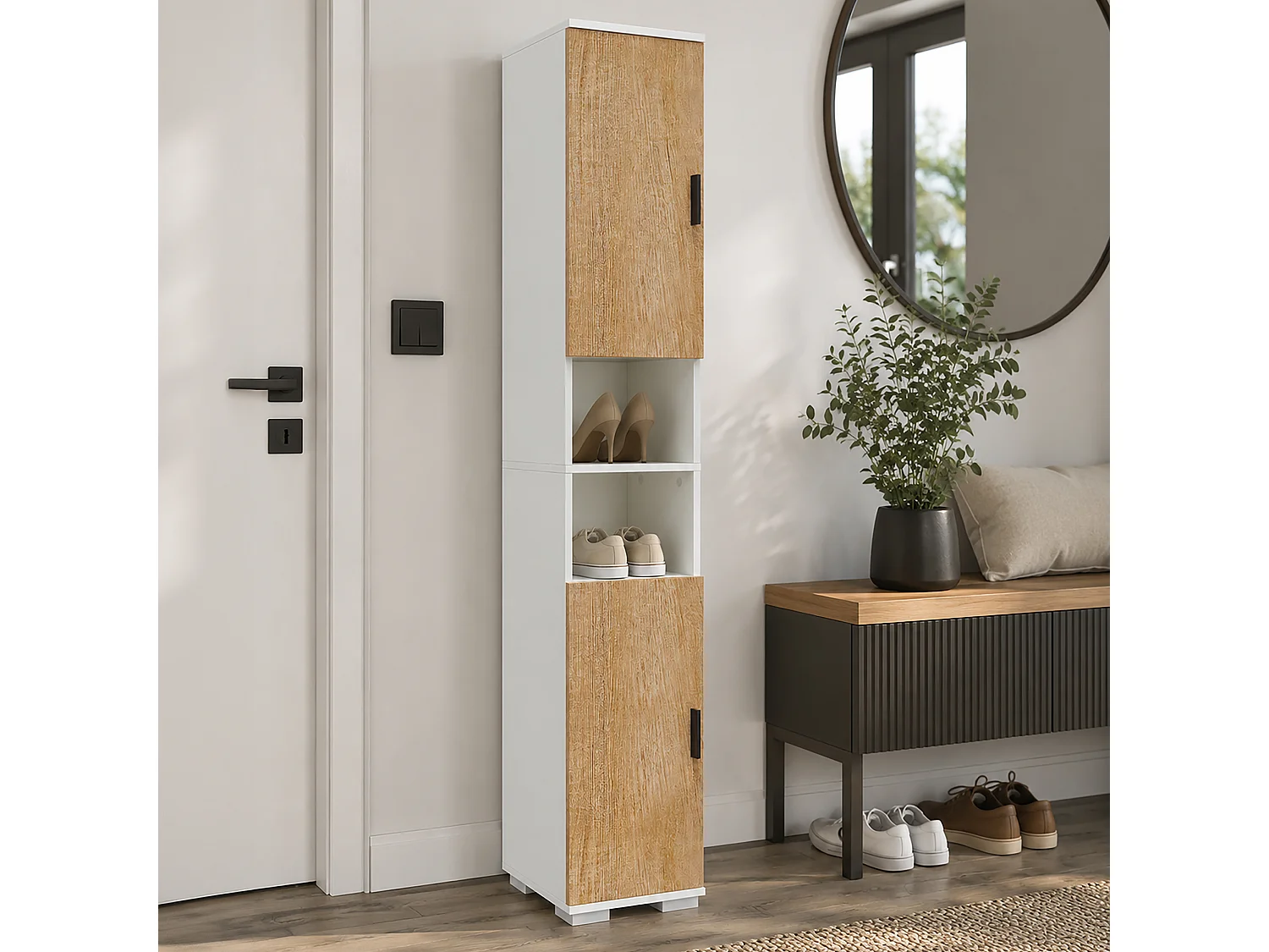 Holz schmaler Schuhschrank Dielenmöbel Gados  M