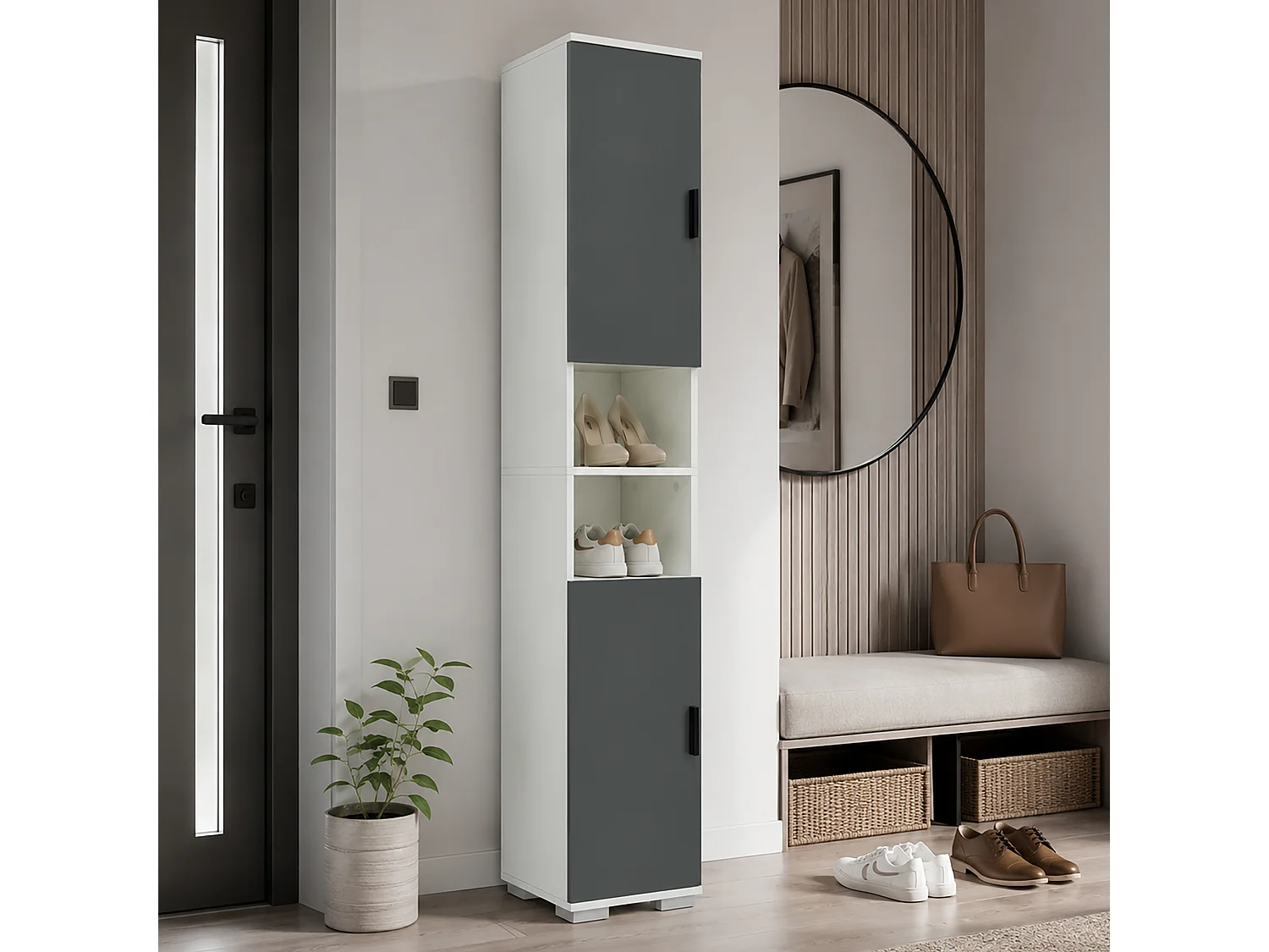 Holz schmaler Schuhschrank Dielenmöbel Gados  M