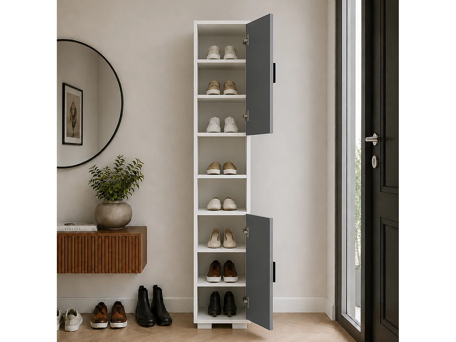 Holz schmaler Schuhschrank Dielenmöbel Gados  M
