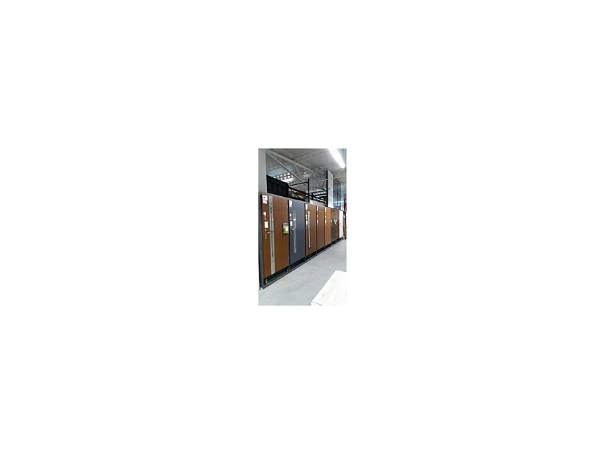 Porte d'entrée TANGO chêne doré en acier inoxydable en 80 ou 90 cm - Poignée et serrure : Avec - Poussant: Gauche - Dimensions: 90 cm