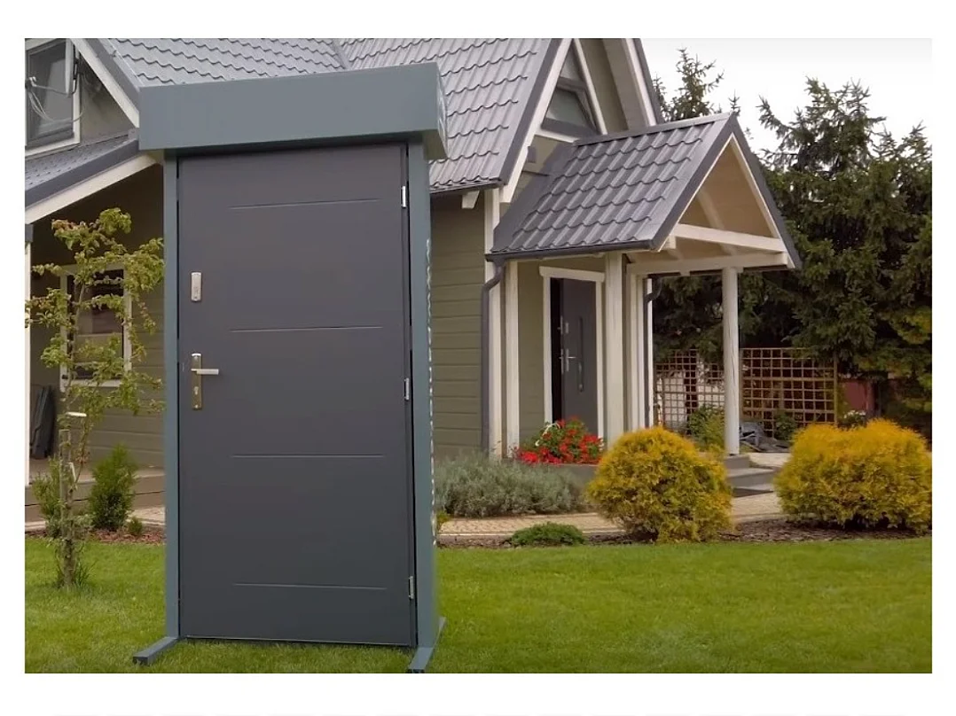 Porte d'entrée CANCUN 90 cm en acier inoxydable - Couleur: Chêne doré - Poignée et serrure : Sans - Poussant: Droit