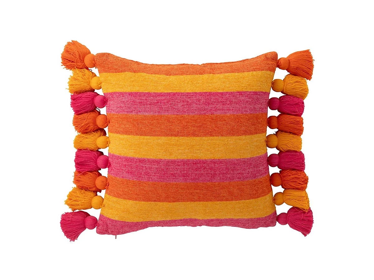 Coussin Déco à Pompons "Polly" 50x50cm Multicolore
