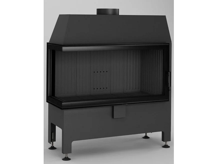 Insert à bois d'angle Heatro 81L-P noir- 92cm - Angle: Gauche