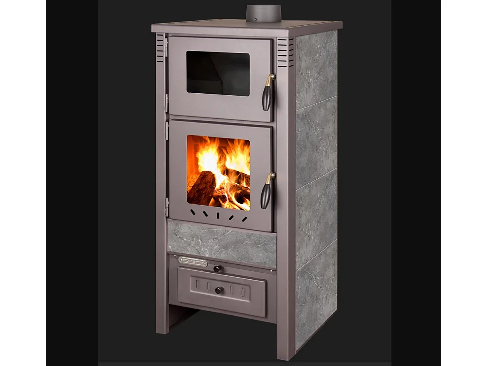 Poêle à bois + four TAURUS gris 52 cm