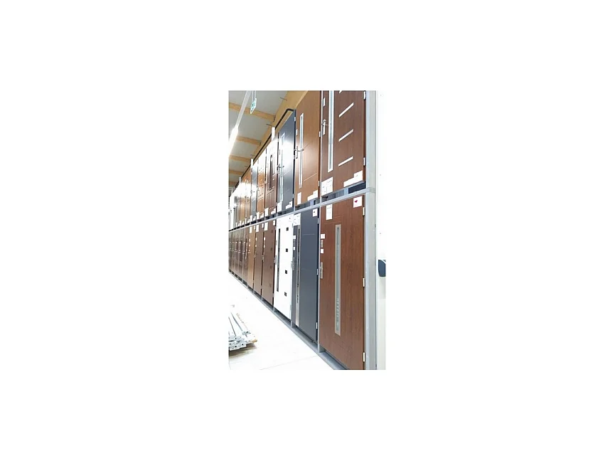 Porte d'entrée GOTAN 90 cm en acier inoxydable couleur Noyer - Poignée et serrure : Sans - Tirant: Gauche