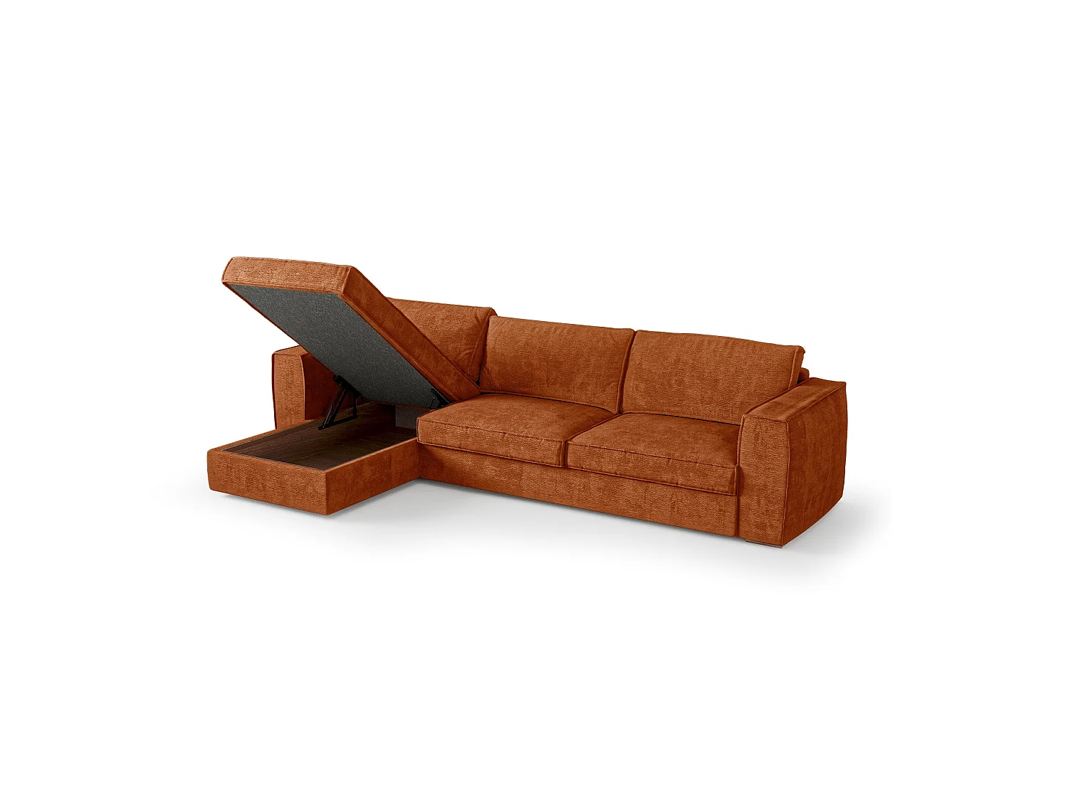 Canapé d'angle gauche convertible 5 places en tissu terracotta MIKA