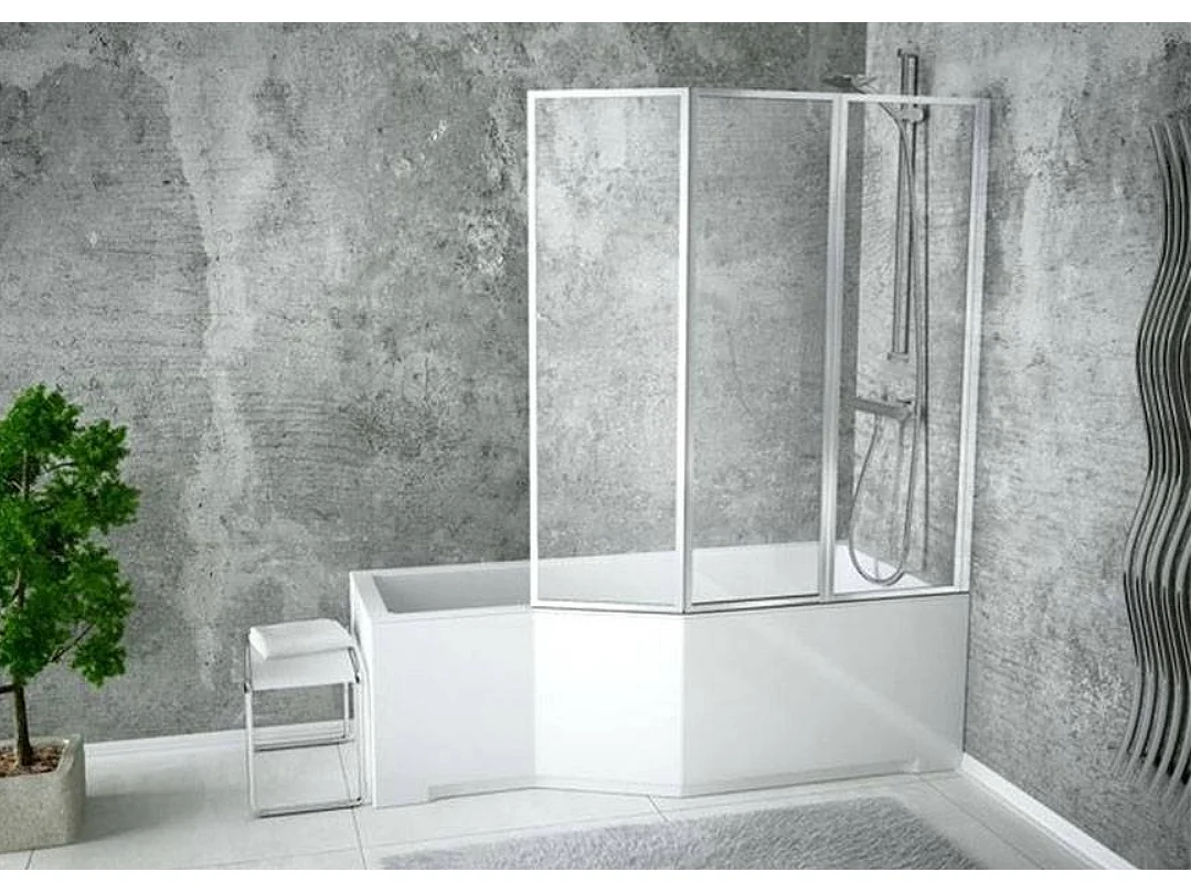 Baignoire asymétrique INTEGRA 150-170 cm x 75 cm + pare baignoire - Angle: Droit - Dimensions: 170cm