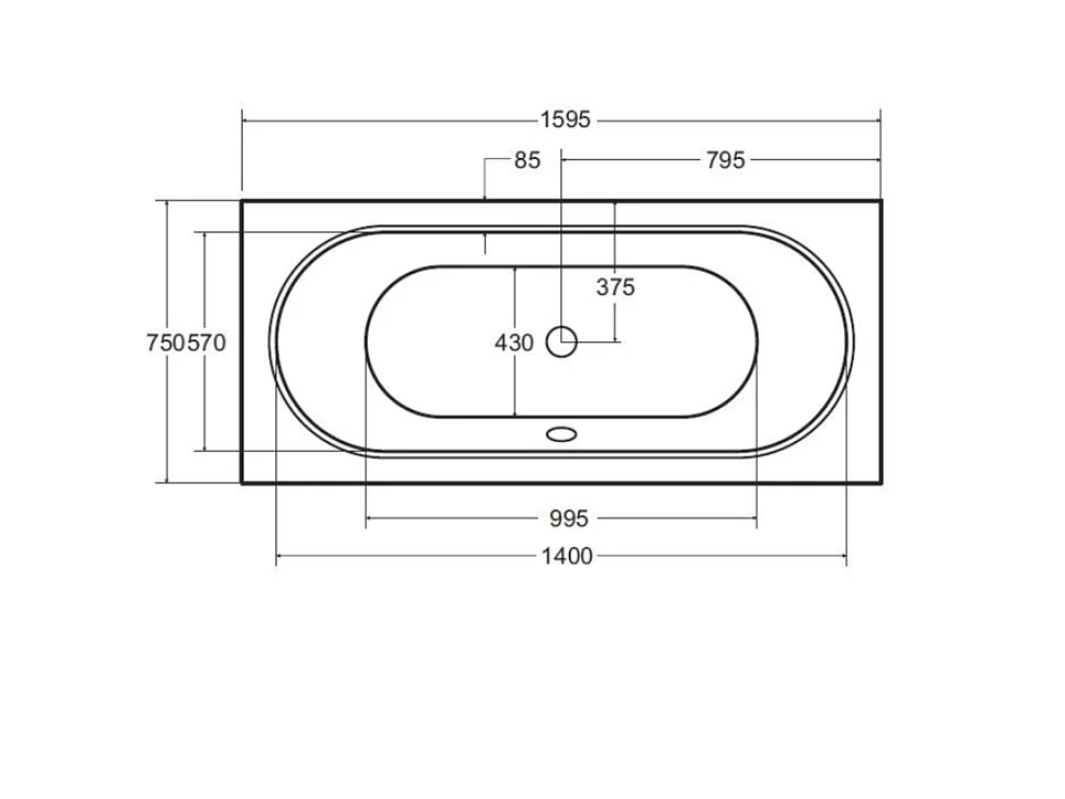 Baignoire VITAL slim 150-160-170-180 cm - Dimensions: 160cm