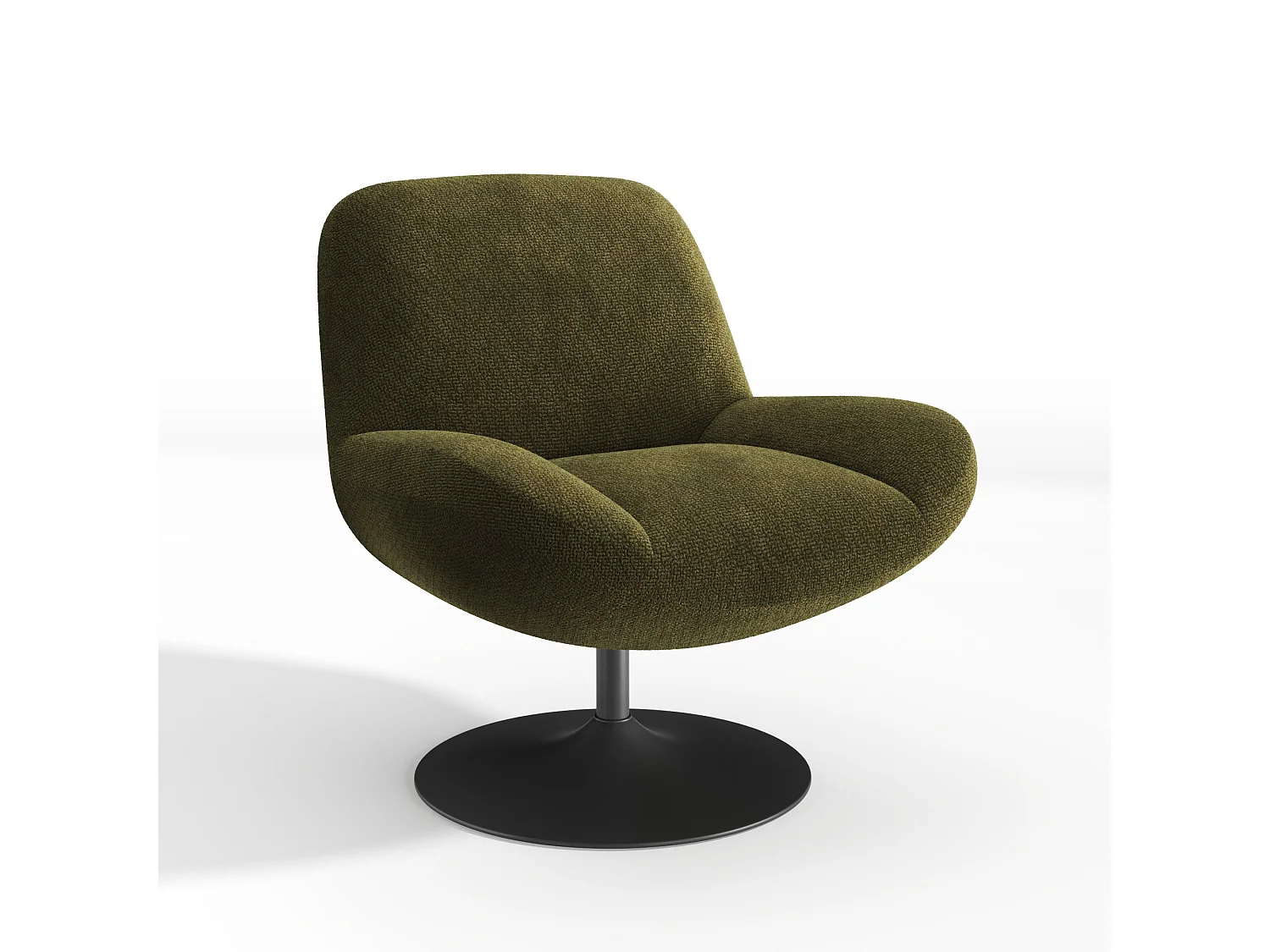 Fauteuil pivotant RETRO en velours bouclé vert vintage 71x76cm