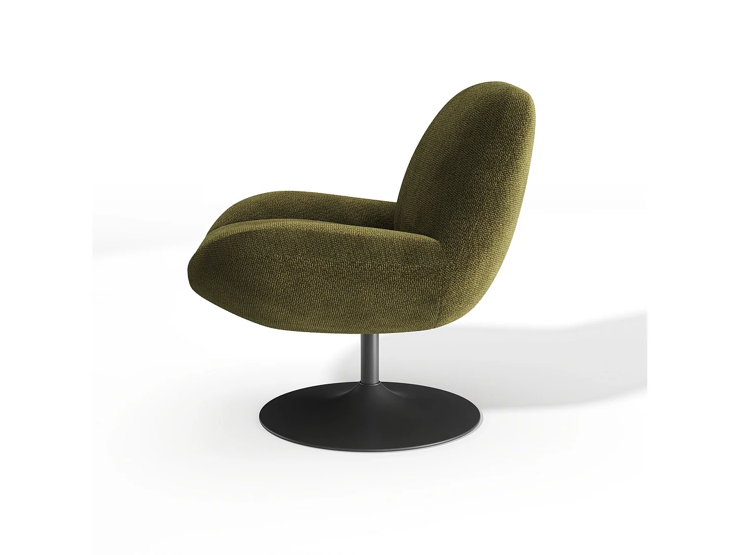 Fauteuil pivotant RETRO en velours bouclé vert vintage 71x76cm