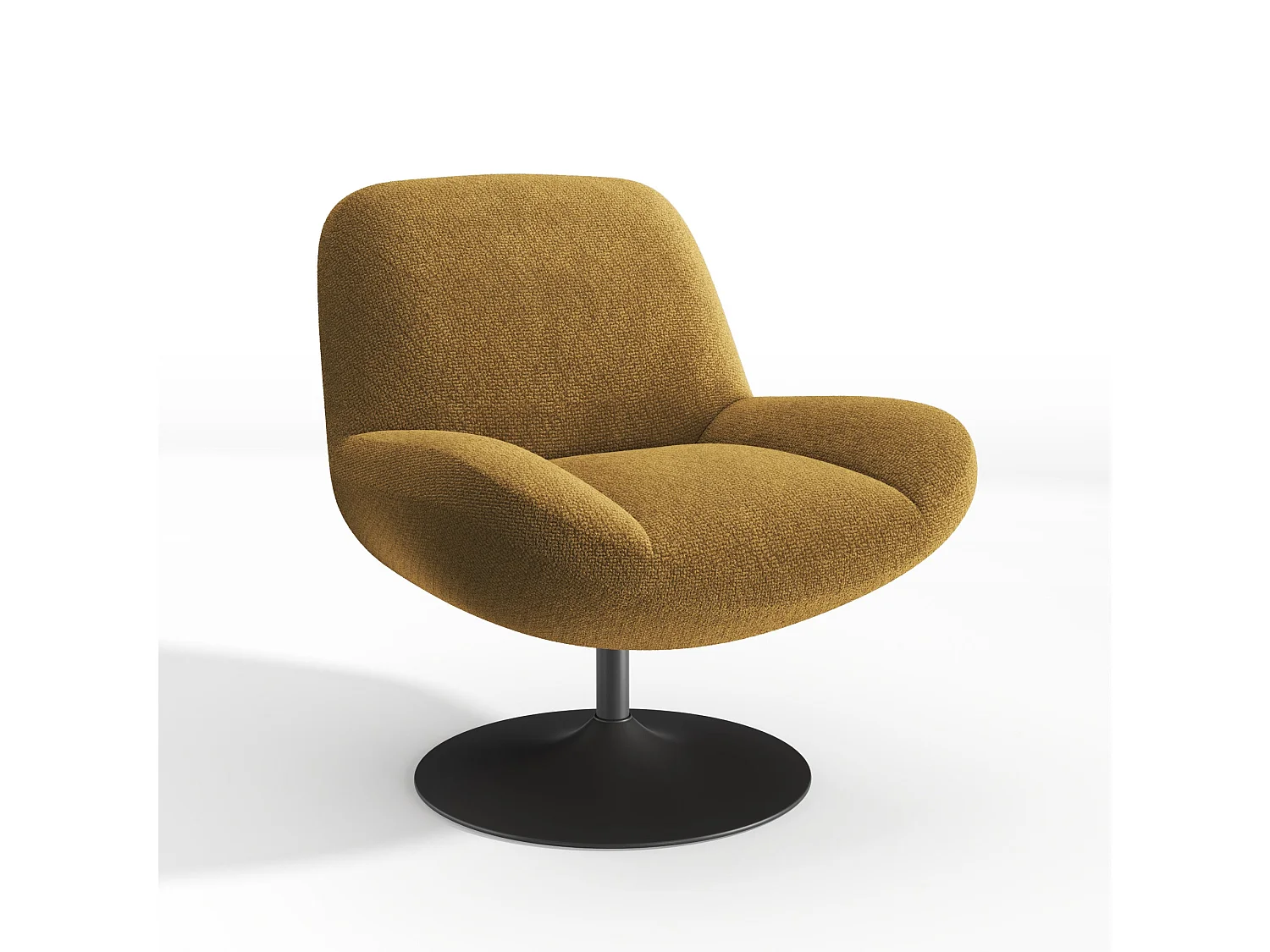 Fauteuil pivotant RETRO en velours bouclé moutarde 71x76cm