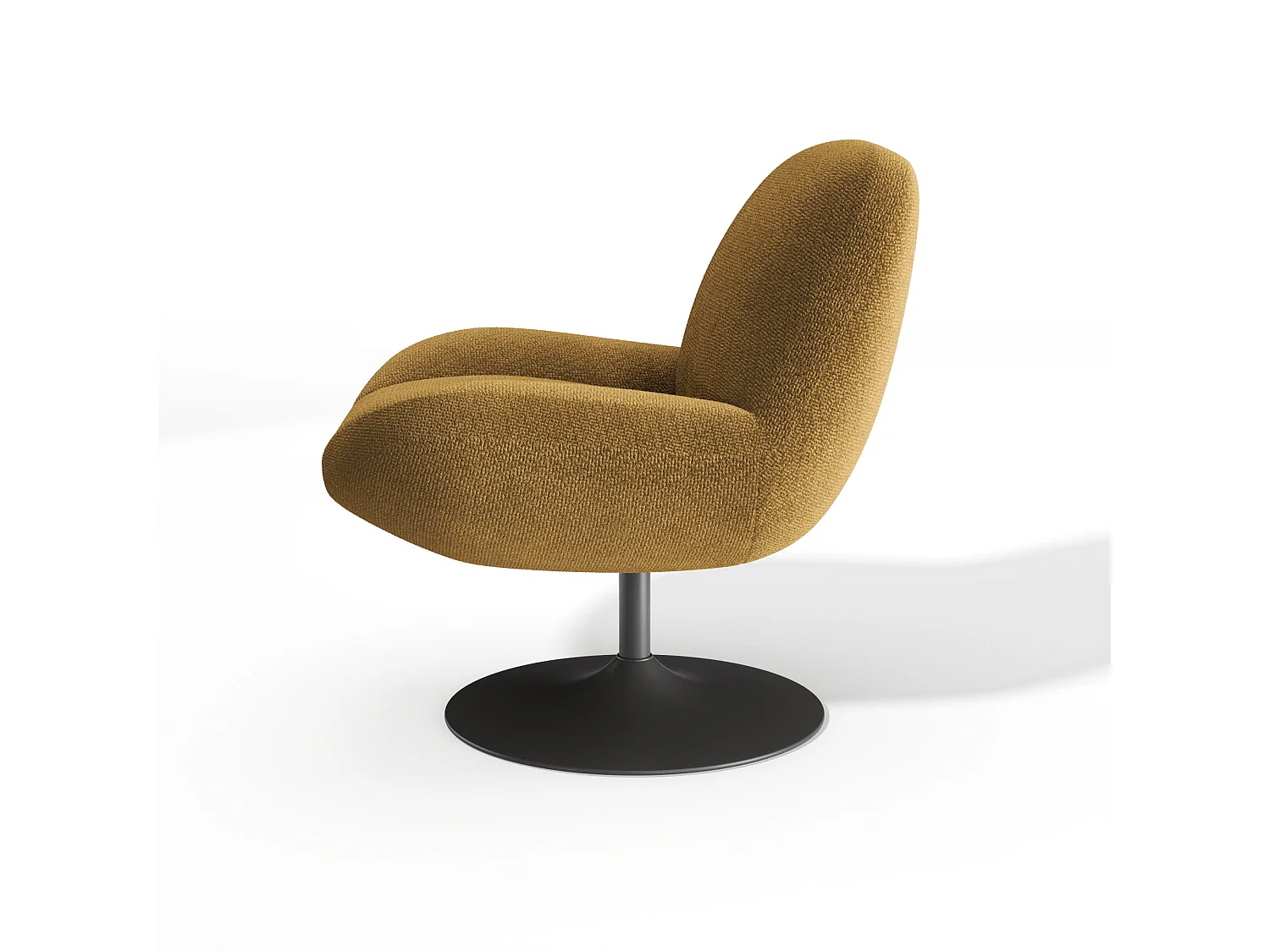 Fauteuil pivotant RETRO en velours bouclé moutarde 71x76cm