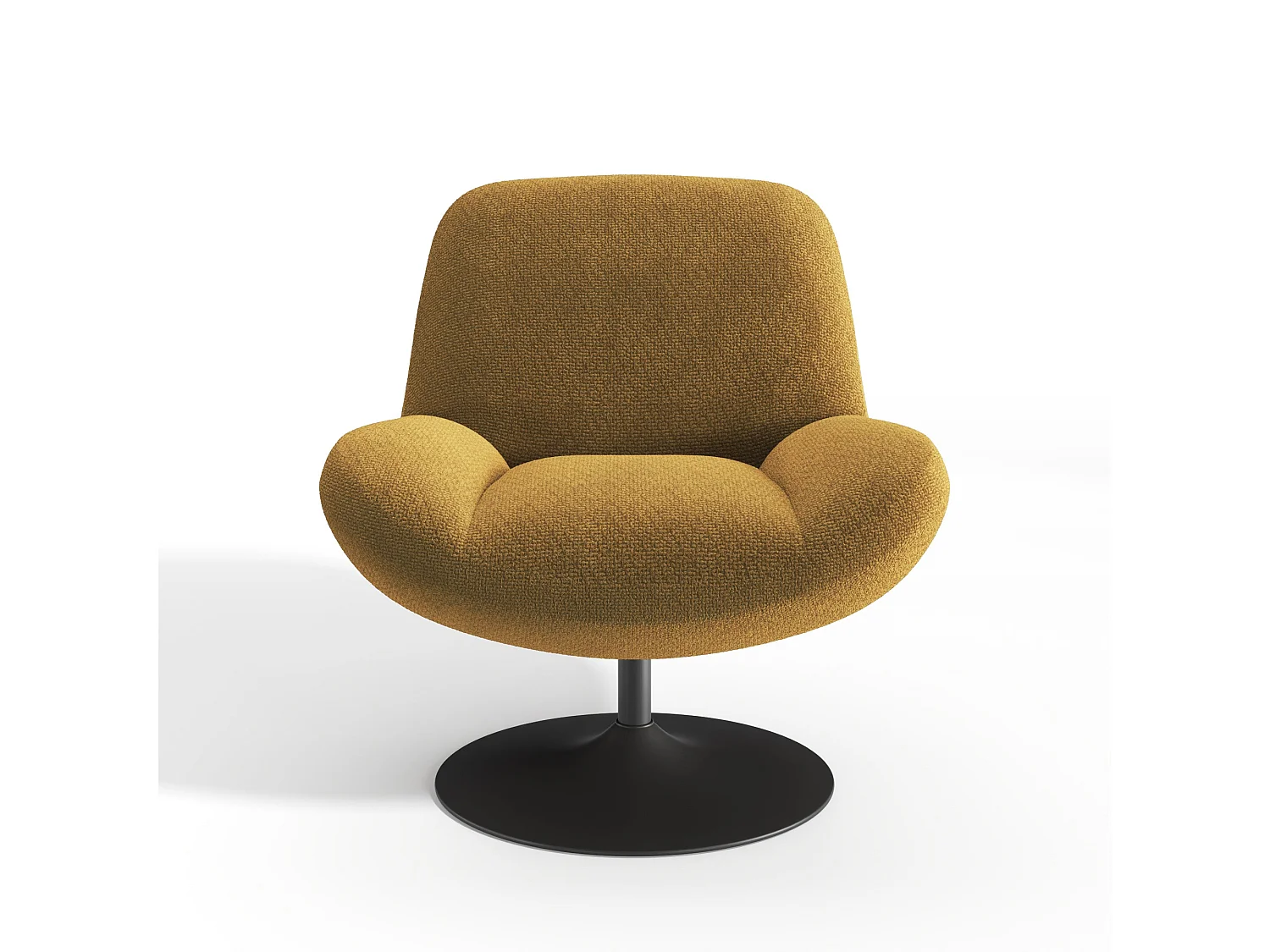 Fauteuil pivotant RETRO en velours bouclé moutarde 71x76cm