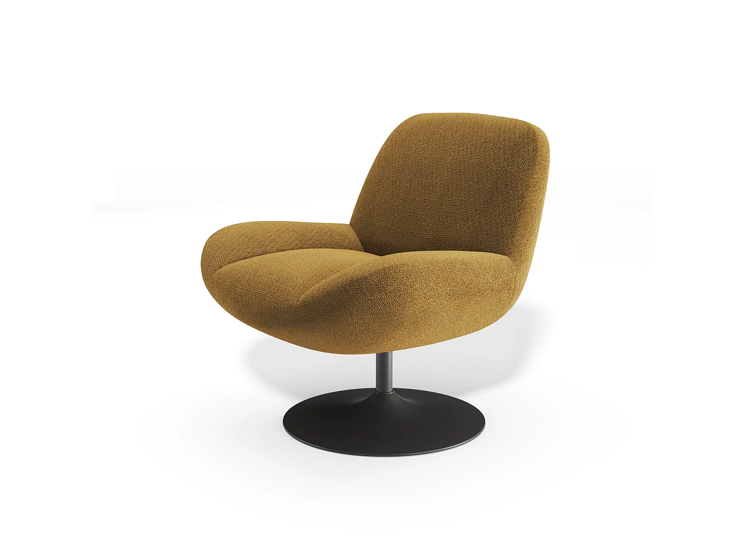 Fauteuil pivotant RETRO en velours bouclé moutarde 71x76cm
