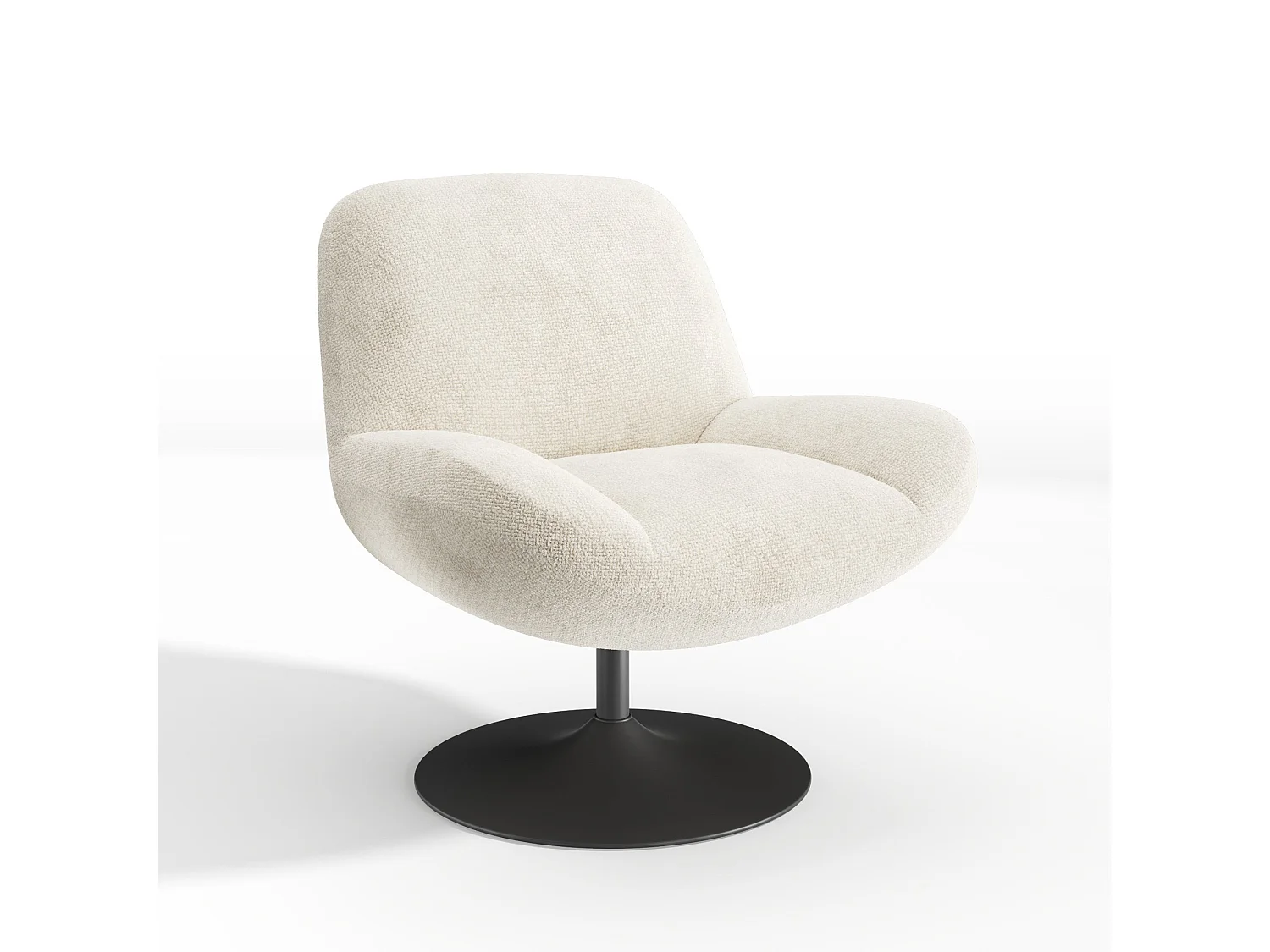 Fauteuil pivotant RETRO en velours bouclé crème 71x76cm