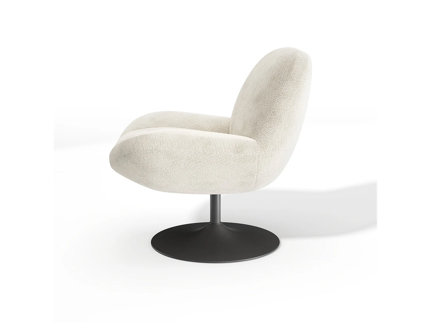 Fauteuil pivotant RETRO en velours bouclé crème 71x76cm