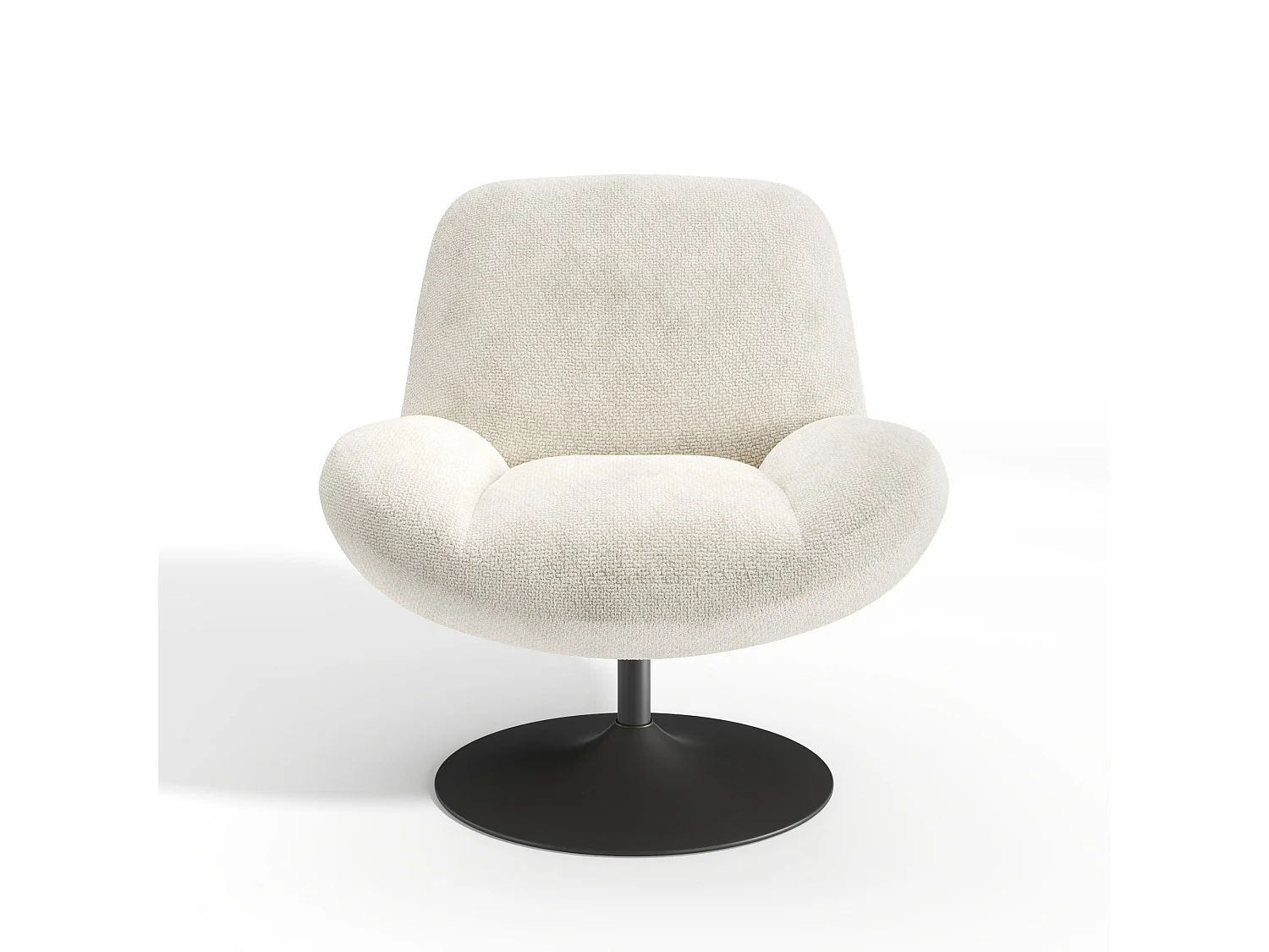 Fauteuil pivotant RETRO en velours bouclé crème 71x76cm