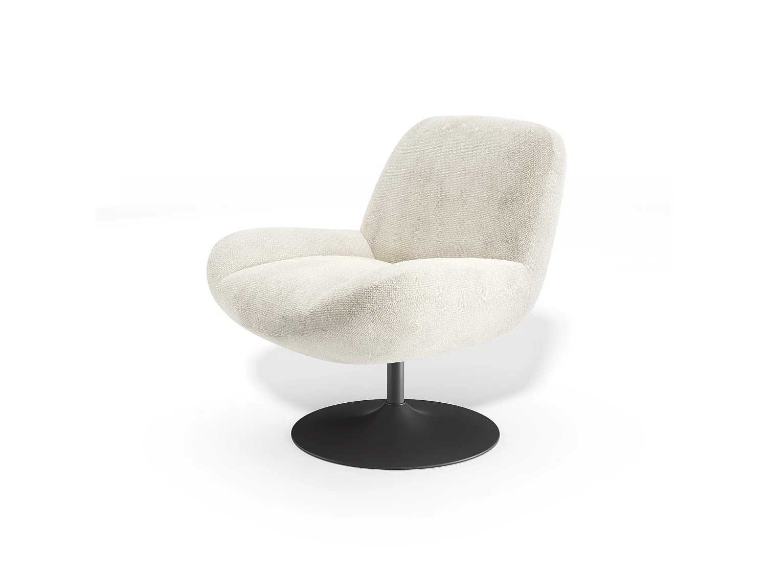 Fauteuil pivotant RETRO en velours bouclé crème 71x76cm