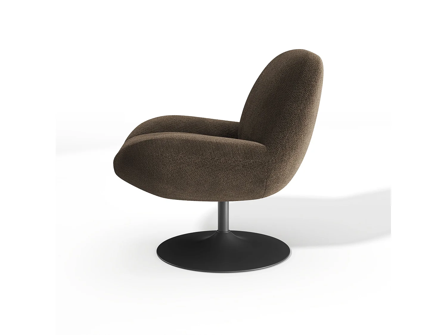 Fauteuil pivotant RETRO en velours bouclé brun expresso 71x76cm