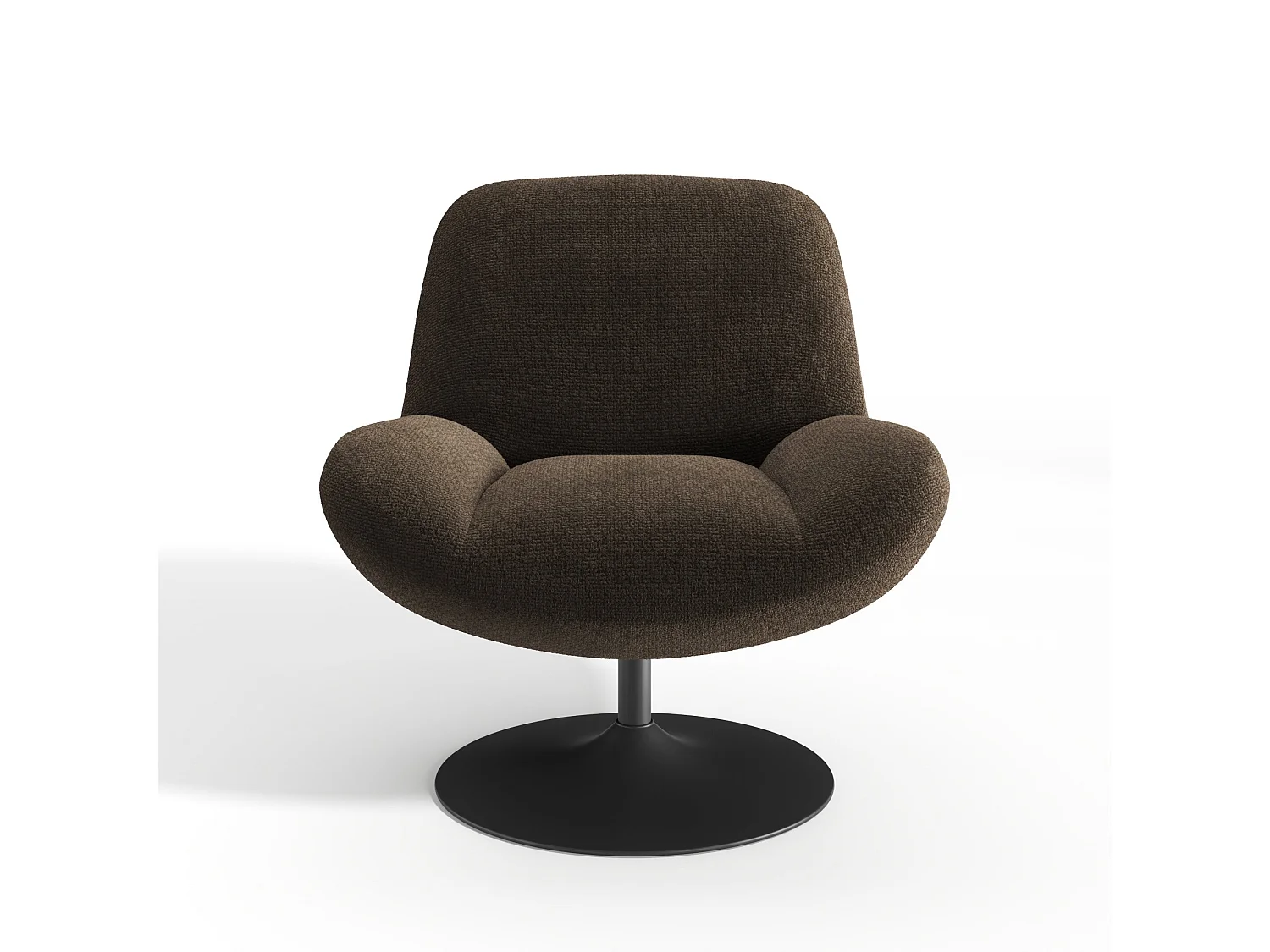 Fauteuil pivotant RETRO en velours bouclé brun expresso 71x76cm