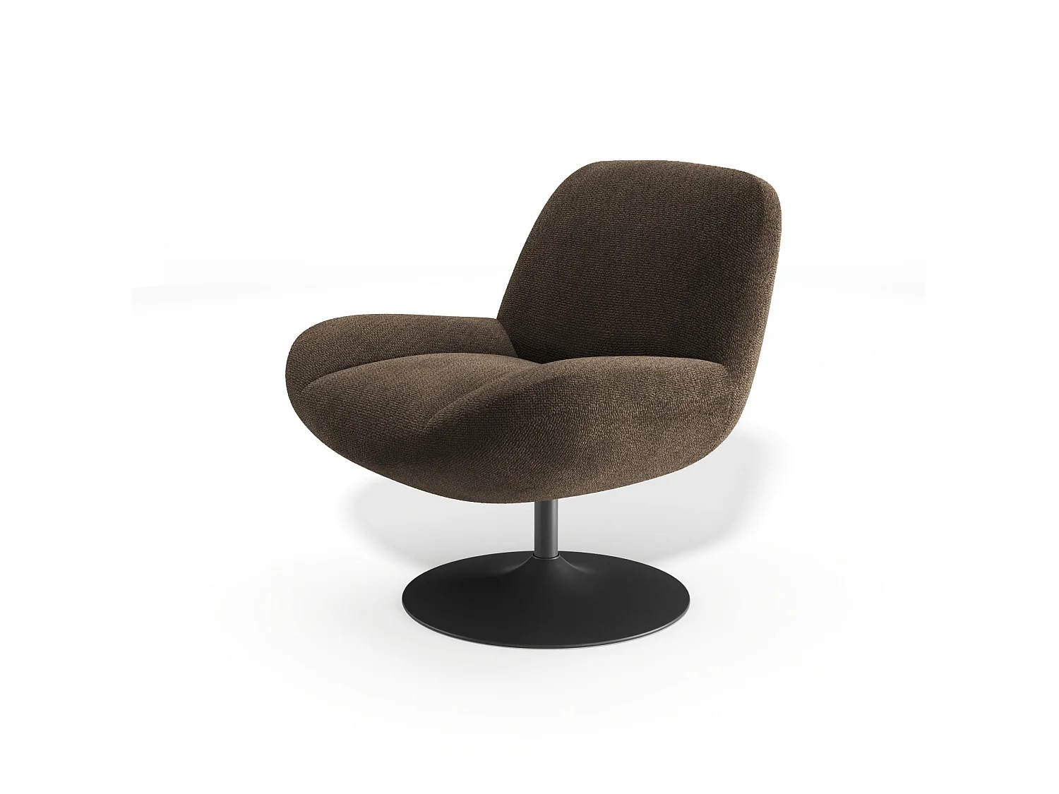 Fauteuil pivotant RETRO en velours bouclé brun expresso 71x76cm