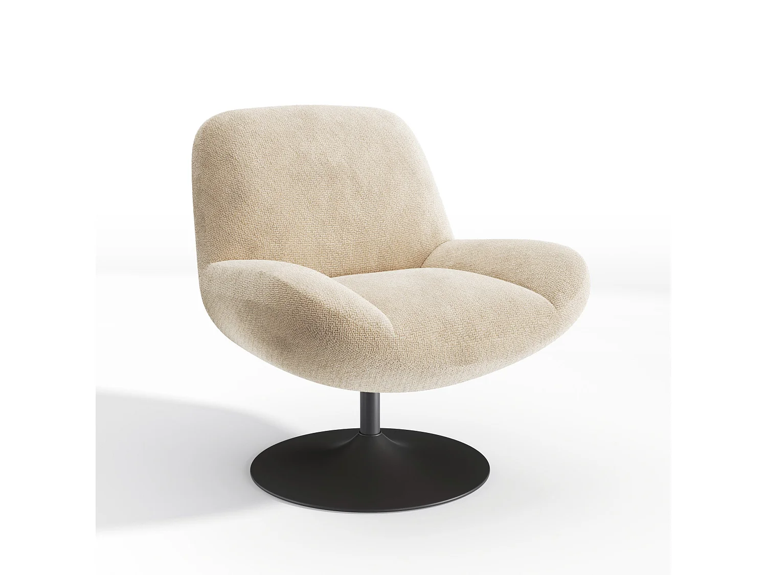 Fauteuil pivotant RETRO en velours bouclé beige 71x76cm